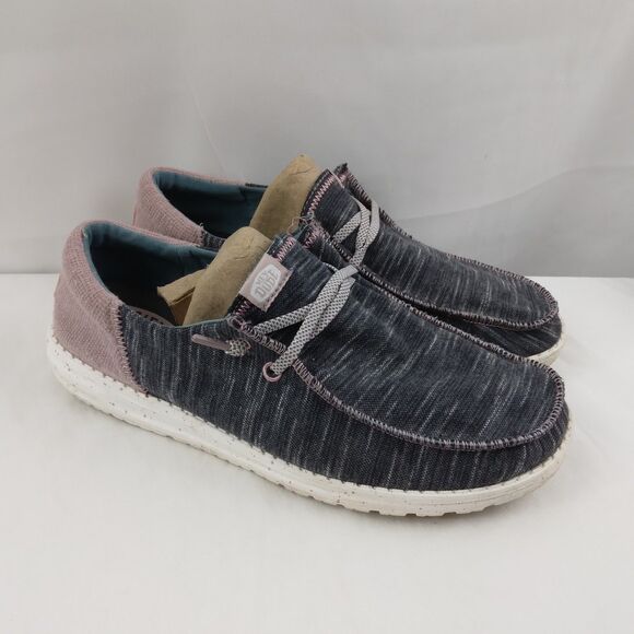 Hey Dude Shoes - Hey Dude Wendy Funk Jersey Shoes Charcoal Gray & Light Mauve Women's Size 10